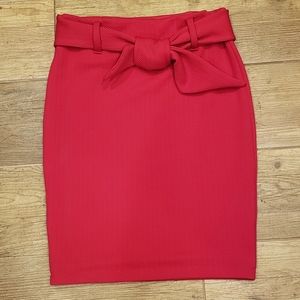 Anthropologie Red Pencil Skirt with Tie Waist